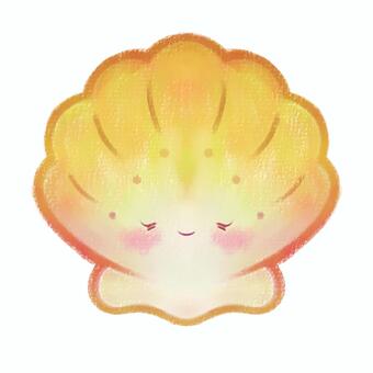 ゆるかわいいカイ 貝,二枚貝,手描き,かわいい,シンプル,丸い,アナログ,クレヨン,ゆるい,パステルカラーのイラスト素材