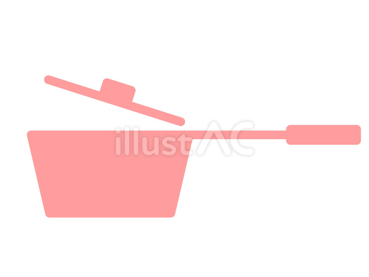 ピンクの蓋の開いた片手鍋アイコン 片手鍋,蓋,調理器具のイラスト素材