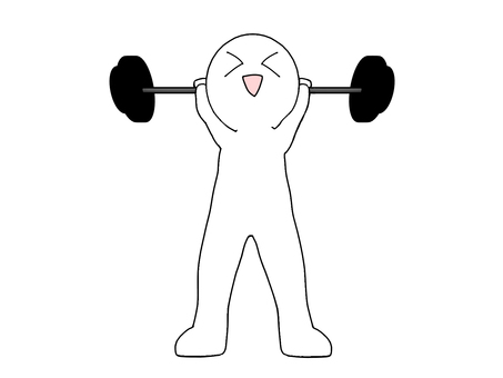 バーベルを持ち上げた笑顔の棒人間 筋トレ,バーベル,ウェイトトレーニング,トレーニング,フィットネス,鍛錬,重量挙げ,ボディメイク,筋力,持久力のイラスト素材
