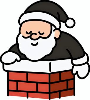 煙突に入る黒のサンタです。 煙突に入る黒のサンタです。 サンタクロース,シンプル,冬,クリスマス,ひげ,男性,煙突,黒のイラスト素材