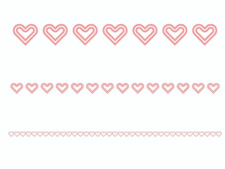 ピンクのハートの装飾ラインセット ハート,飾り罫,装飾,ライン,横,あしらい,見出し,仕切り,バレンタインデー,恋愛のイラスト素材