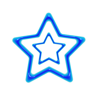 ぷっくりした青い二重の星の3Dアイコン 星,アイコン,3d,立体,マーク,可愛い,フェミニン,キュート,スター,ぷっくりのイラスト素材