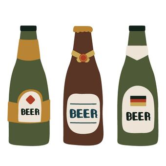 ビール瓶 ドイツ,オクトーバーフェス,秋,ビール,瓶,ラベル,栓,飲み物,酒,炭酸のイラスト素材