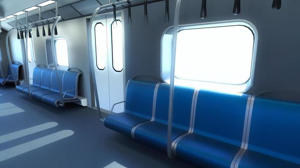 海外風の電車の静寂の車内 電車,電車内,背景,乗り物,座席,吊り革,公共機関,交通機関,通勤,通学のイラスト素材