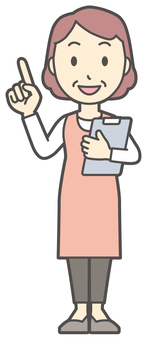  エプロンおばちゃん-094-全身 バインダー,おばちゃん,エプロン,お母さん,ママ,中年,おばさん,主婦,人物,かわいいのイラスト素材