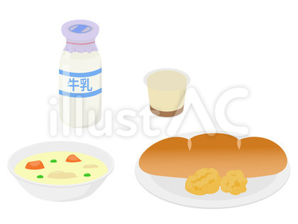 給食(唐揚げやスープなど)