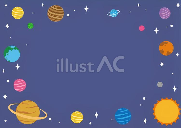 宇宙と惑星の可愛いフレーム背景 フレーム,宇宙,惑星のイラスト素材