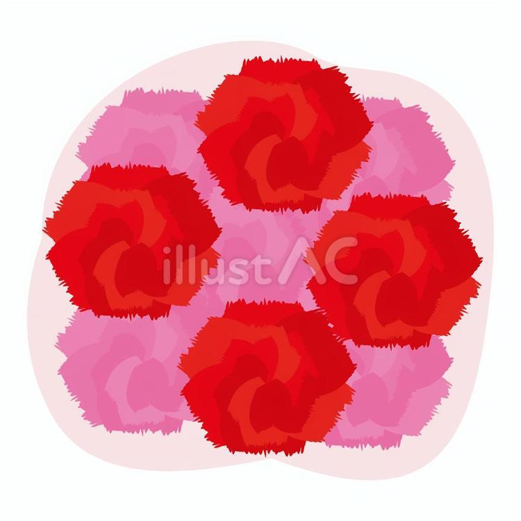 上からのカーネーションの花束(赤＋桃色) カーネーション,花束,花のイラスト素材