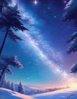 冬天的星空, 冬季, 雪, 星空, JPG