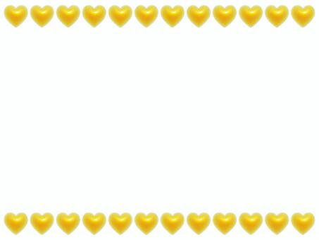 黄色いハートの長方形3Dフレーム2 ハート,フレーム,3d,立体,パターン,長方形,マーク,可愛い,バレンタイン,フェミニンのイラスト素材