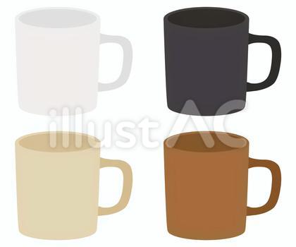 シンプルなマグカップ 4色セット