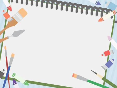 画材　フレーム背景１２ 画材,フレーム,背景,スケッチブック,絵の具,美術,クレヨン,筆,芸術,芸術の秋のイラスト素材
