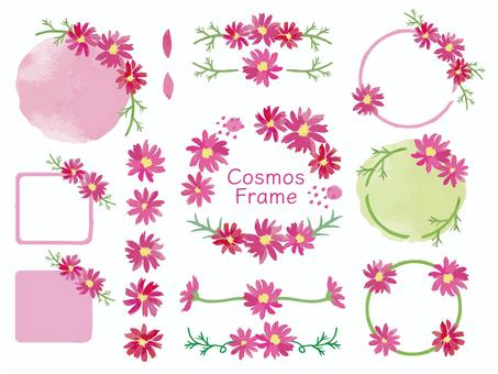 Cosmos flower frame material set, JPG, PNG and AI Cosmos flower frame material set, , JPG, PNG and AI