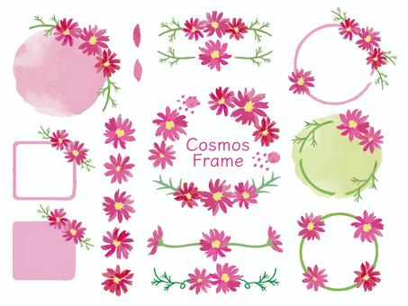 Cosmos flower frame material set, cosmos, autumn, kembang, JPG, PNG and AI