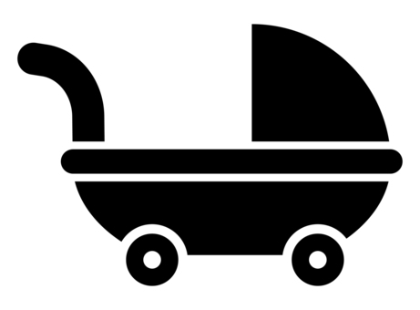 ベビーカーのアイコン 黒 ベビーカー,赤ちゃん,育児,子供,子育て,乳幼児,乳母車,カート,アイコン,ピクトグラムのイラスト素材