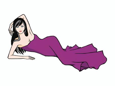 Illustration, female, long, dress, 