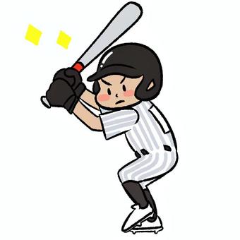 野球のバッター８　白スパイク 野球,バッター,高校野球,部活,野球部,少年野球,甲子園,かわいい,ゆるい,部活動のイラスト素材