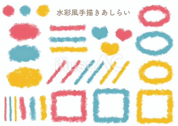 水彩風手描きあしらい 線,下線,ドットのイラスト素材