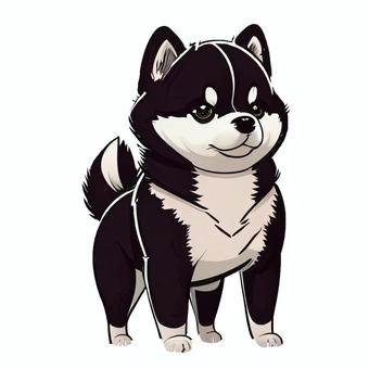 Illustration, dog, shiba inu, kuroshiba, 