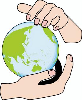 地球操る　 地球,世界,宇宙,惑星,操る,支配,手,イメージ,線画のイラスト素材