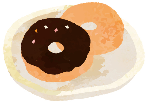 手書きのお菓子（ドーナツ） 手書き,ドーナツ,小麦粉,揚げ菓子,茶色,チョコレート,チョコ,伝統色,お菓子,おやつのイラスト素材