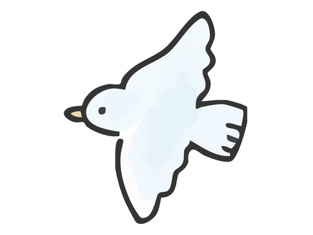手描きの青い鳥 鳥,動物,青,水彩,パステルカラー,手描き,かわいい,ナチュラルのイラスト素材