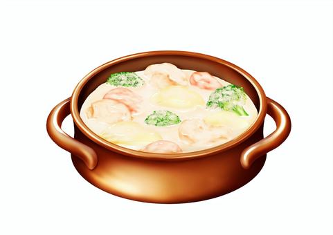チキンクリームシチュー クリームシチュー,ホワイトシチュー,料理,食べ物,チキン,鶏肉,にんじん,じゃがいも,ブロッコリー,野菜のイラスト素材