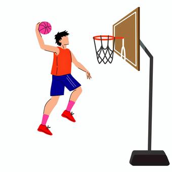 バスケットボール 006 バスケットボール,バスケ選手,男性,男の子,スポーツ,ダンク,ジャンプ,アクション,ボール,バスケットゴールのイラスト素材