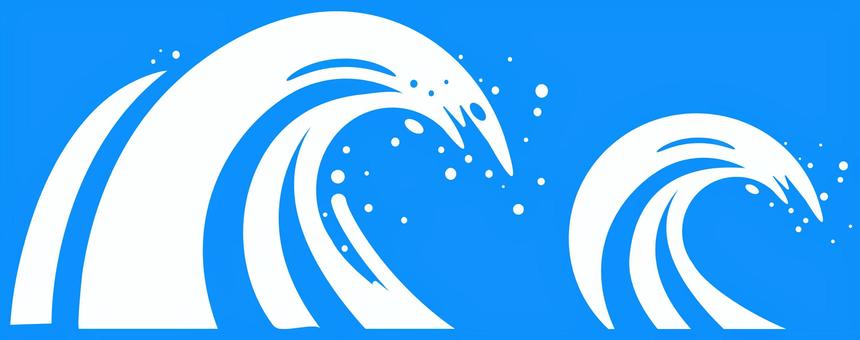 波のシンプルなフラットデザイン 波のシンプルなフラットデザイン 波,大波,小波,シンプル,ロゴ,デザイン,北斎,水,津波,災害のイラスト素材