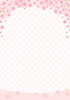 桜とギンガムチェックの春の背景イラスト 桜,さくら,春,花,チェック,ギンガムチェック,背景,パターン,フレーム,卒業のイラスト素材