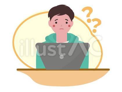 パソコンの使い方に困惑する男の子
