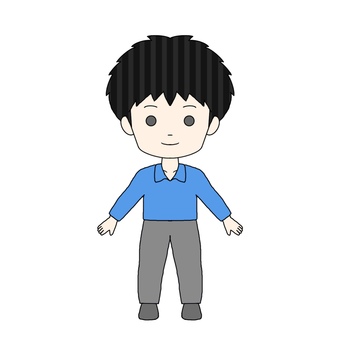 まっすぐ立つ（男性C） 全身,人物,男性,男,素材,立ち絵,白背景,フリー素材,挿絵,カットイラストのイラスト素材