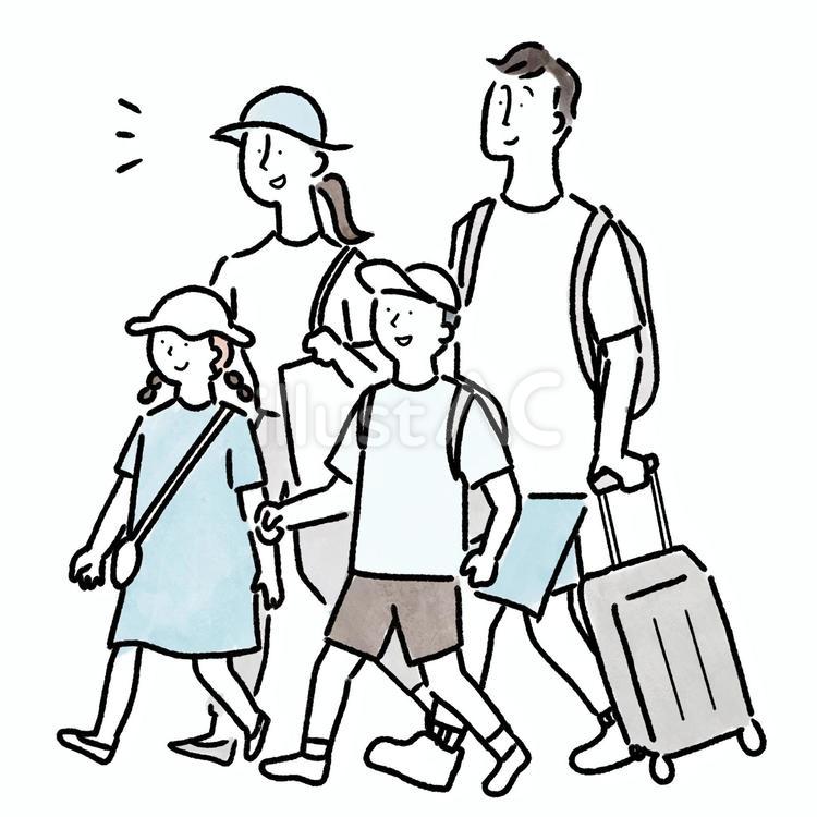 夏休みの家族旅行 家族旅行,夏休み,観光のイラスト素材
