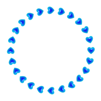 青いハートの丸い3Dフレーム3 ハート,フレーム,3d,立体,丸,可愛い,バレンタイン,フェミニン,飾り枠,正円のイラスト素材