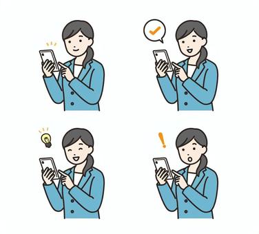 Set of women in suits that operate smartphones, JPG, PNG and AI Set of women in suits that operate smartphones, бизнес, смартфон, операционная, JPG, PNG and AI
