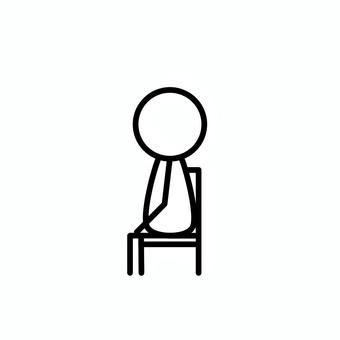 横から見た椅子に座った人 椅子,座る,横向け,棒人間,人間,人物,人,シンプル,線画,デフォルメのイラスト素材