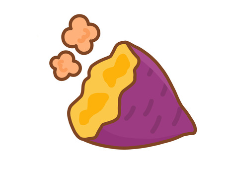 焼き芋（1個） 焼き芋,芋,煙,ふかし芋,秋,食欲の秋,手描き,一つ,一個,ワンポイントのイラスト素材