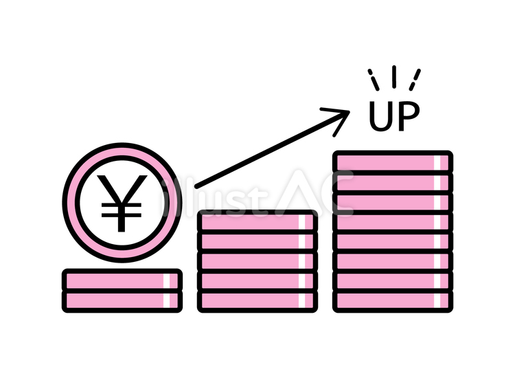 お金が貯まっていくイメージのイラスト お金,貯金,預金のイラスト素材