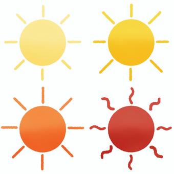 太陽　暑さ変化 天気,お日様,線,天気予報,朝,日中,昼間,日,光,シルエットのイラスト素材