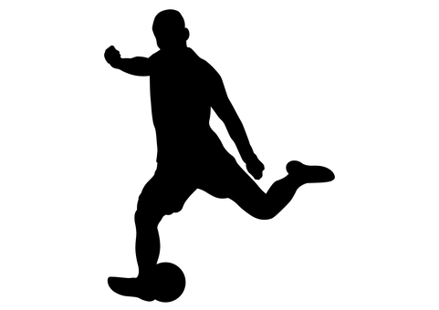 サッカー選手のシルエット40 サッカー,シュート,かっこいい,体勢,人間,男,成人,影,人影,シンプルのイラスト素材