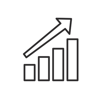 上昇グラフアイコン4 成長,上昇,増加,向上,伸び,発展,改善,成功,成果,分析のイラスト素材