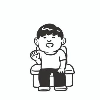 頭より下で控えめに手を振るファン 応援,ライブ,コンサート,座席,指定席,人間,男性,モノクロのイラスト素材