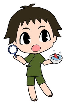 Jinpui - a boy, goldfish, goldfish scooping, festival, JPG and PNG