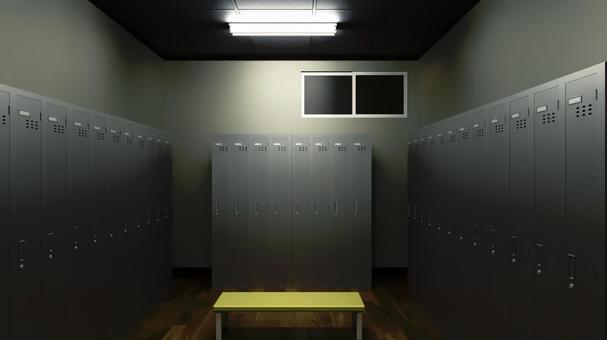 静寂の暗い部室 学校,ロッカールーム,更衣室,脱衣所,控え室,部室,ロッカー,着替え,部屋,室内のイラスト素材