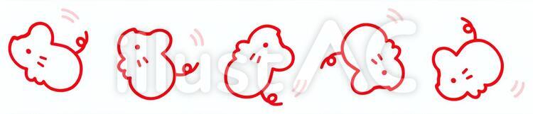 転がるネズミ赤 ネズミ,年賀状,干支のイラスト素材