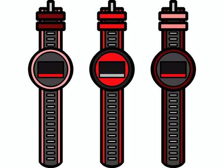 腕時計のセットアイコン『赤』 腕時計のセットアイコン『赤』 腕時計,時計,腕,着用,時間,確認,画面,道具,モチーフ,カラーのイラスト素材