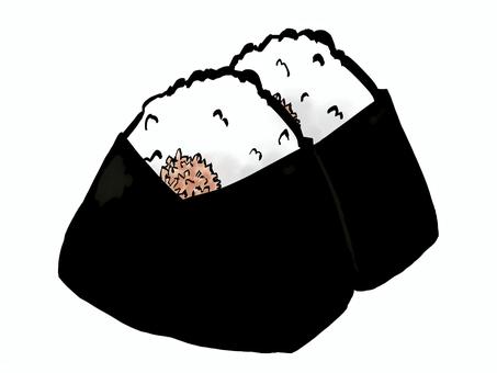 ツナマヨおにぎり （海苔・筆タッチ） ツナマヨ,おにぎり,おむすび,白米,海苔,筆,握り飯,主食,和食,日本食のイラスト素材