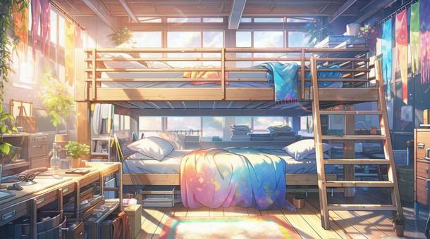 Illustration, bunk bed, room, machine, 