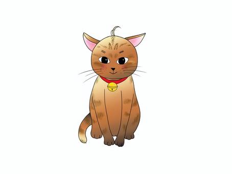 かしこまりにゃんこ 猫,ねこ,にゃんこ,かしこまり,挨拶,よろしく,茶色猫,焦げ茶猫,かわいい,動物のイラスト素材