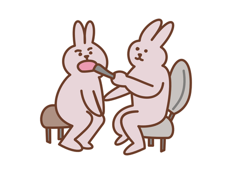 診察を受けるウサギと医師ウサギ 問診,診察,医師,医者,健康診断,健診,定期健診,うさぎ,ウサギ,動物のイラスト素材